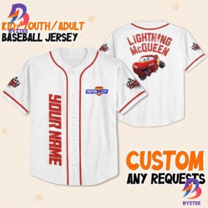 Custom Lightning McQueen Baseball Jersey Disney Cars Piston Cup