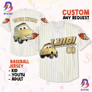 Custom Luigi Yellow Custom Text Baseball Jersey
