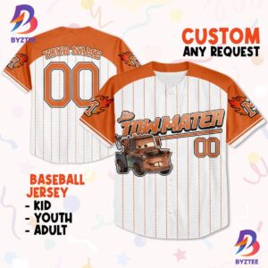 Custom Mater Orange Cool Lightning Mcqueen Baseball Jersey