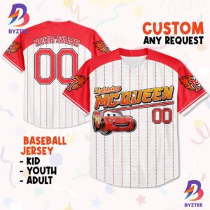 Custom Mcqueen Red Smile Custom Lightning Mcqueen Baseball Jersey