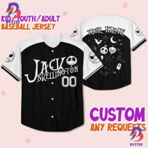 Custom Nightmare Before Christmas Jack Skellington Baseball Jersey