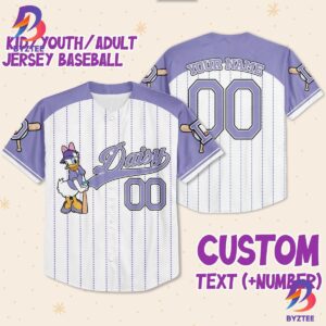 Custom Purple Daisy Custom Name Disney Game Day Baseball Jersey