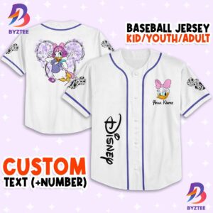 Custom Purple Daisy Disney Game Day Jersey Daisy Baseball Jersey