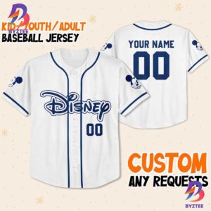 Custom White Disney Mickey Baseball Jersey for Kids And Adults