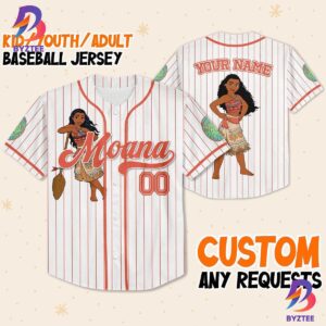 Disney Princess Moana Simple Custom Name Baseball Jersey