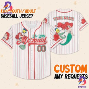 Disney The Little Mermaid Simple Stripe Custom Name Baseball Jersey