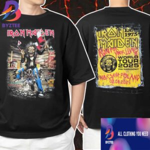 Iron Maiden Run For Your Lives World Tour 2025 Eddie The Head Artwork Event Tee From The Show At PGE Narodowy Warsaw Poland August 2 2025 Unisex T-Shirt