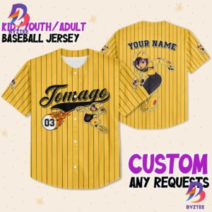Personalize Big Hero Tomago Yellow Black Gift For Baseball Jersey