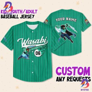 Personalize Big Hero Wasabi Green Black Gift For Baseball Jersey