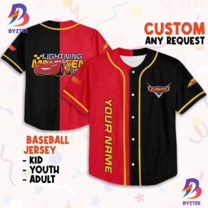 Personalize Cars Lightning Mcqueen 1977 Disney Birthday Baseball Jersey