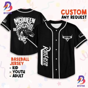 Personalize Cars Lightning Mcqueen Car 1977 Custom Text Baseball Jersey