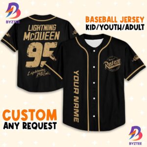 Personalize Cars Lightning Mcqueen Rust-eze Symbol Black Baseball Jersey