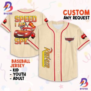 Personalize Cars Lightning Mcqueen Speed I Am Speed Baseball Jersey