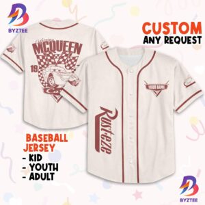 Personalize Cars Retro Lightning Mcqueen Car 1977 Custom Text Baseball Jersey
