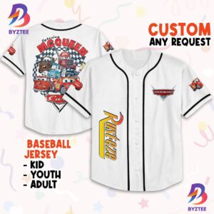 Personalize Cars Retro Vintage Lightning Mcqueen Art Baseball Jersey