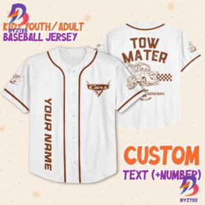 Personalize Cars Tow Mater Piston Cup Racing Series Disney Baseball Jersey