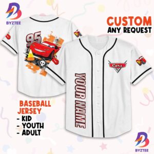 Personalize Cars Vintage Mcqueen Red Disney Baseball Jersey