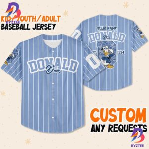 Personalize Cute D Donald Duck 1934 Custom Name Disney Baseball Jersey
