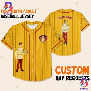 Personalize Disney Cinderella Prince Henry Yellow Red Princess Baseball Jersey