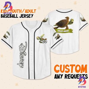 Personalize Disney Finding Nemo Turtle Dad White Black Baseball Jersey