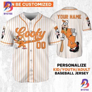 Personalize Disney Goofy Play Baseball Orange Baseball Jersey