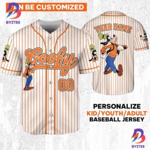 Personalize Disney Goofy Vintage Simple Birthday Baseball Jersey