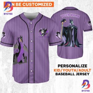 Personalize Disney Maleficent Purple Dark Black Baseball Jersey