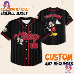 Personalize Disney Mickey Mouse Cute Striped Baseball Jersey