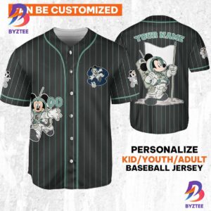 Personalize Disney Mickey Mouse Space Space Travel Dark Baseball Jersey