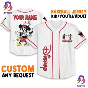 Personalize Disney Mikey Minnie Love Baseball Jersey