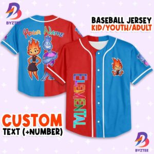 Personalize Disney Pixar Elemental Love Life Funny Baseball Jersey