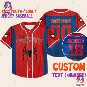 Personalize Disney Spider Man Blue And Red Baseball Jersey