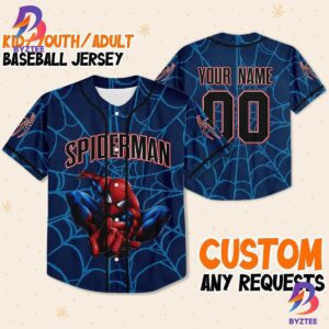Personalize Disney Spiderman Awesome Blue Baseball Jersey