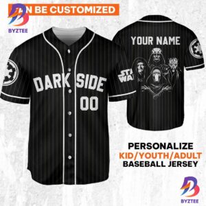Personalize Disney Star Wars Dark Side Black Striped Baseball Jersey