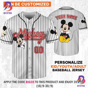 Personalize Disney Vintage Mickey Mouse Smile Baseball Jersey