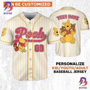 Personalize Disney Winnie The Pooh Striped Baseball Jersey