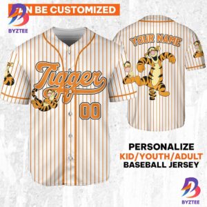 Personalize Disney Winnie The Pooh Tigger Striped Baseball Jersey