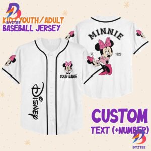 Personalize Disneyland Minnie Mouse Vintage Disney Characters Baseball Jersey