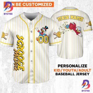 Personalize Ducktales Scrooge Mcduck Classic Binding Disney Baseball Jersey