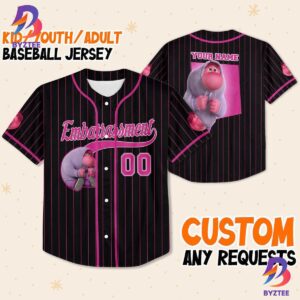 Personalize Embarrassment Jersey Pink Black Disney Baseball Jersey