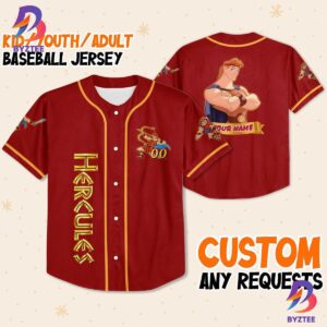 Personalize Hercules Red Yellowadult Disney Baseball Jersey