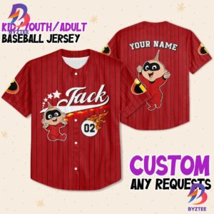 Personalize Incredible Jack Baby Red Black Disney Baseball Jersey