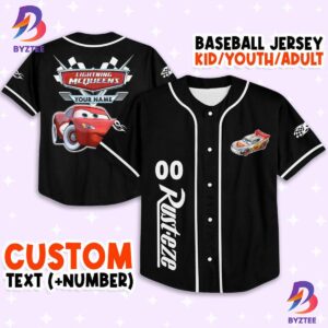 Personalize Light Mcqueen Speed Disney Baseball Jersey