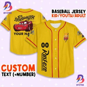Personalize Lightning Mcqueen Racing Red Custom Baseball Jersey