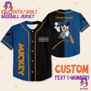 Personalize Mickey Baseball Blue Black Custom Baseball Jersey