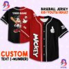 Personalize Mickey Baseball Fire Whie Black Disney Baseball Jersey