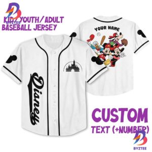 Personalize Mickey Castle Logo White Custom Baseball Jersey