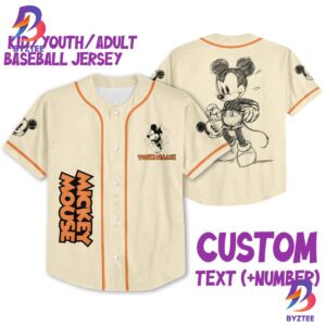 Personalize Mickey Classic Sketup Disney Baseball Jersey