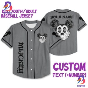 Personalize Mickey Mouse Sugar Skull Custom Disney Baseball Jersey