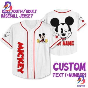 Personalize Mikey Disney Smile White Custom Baseball Jersey